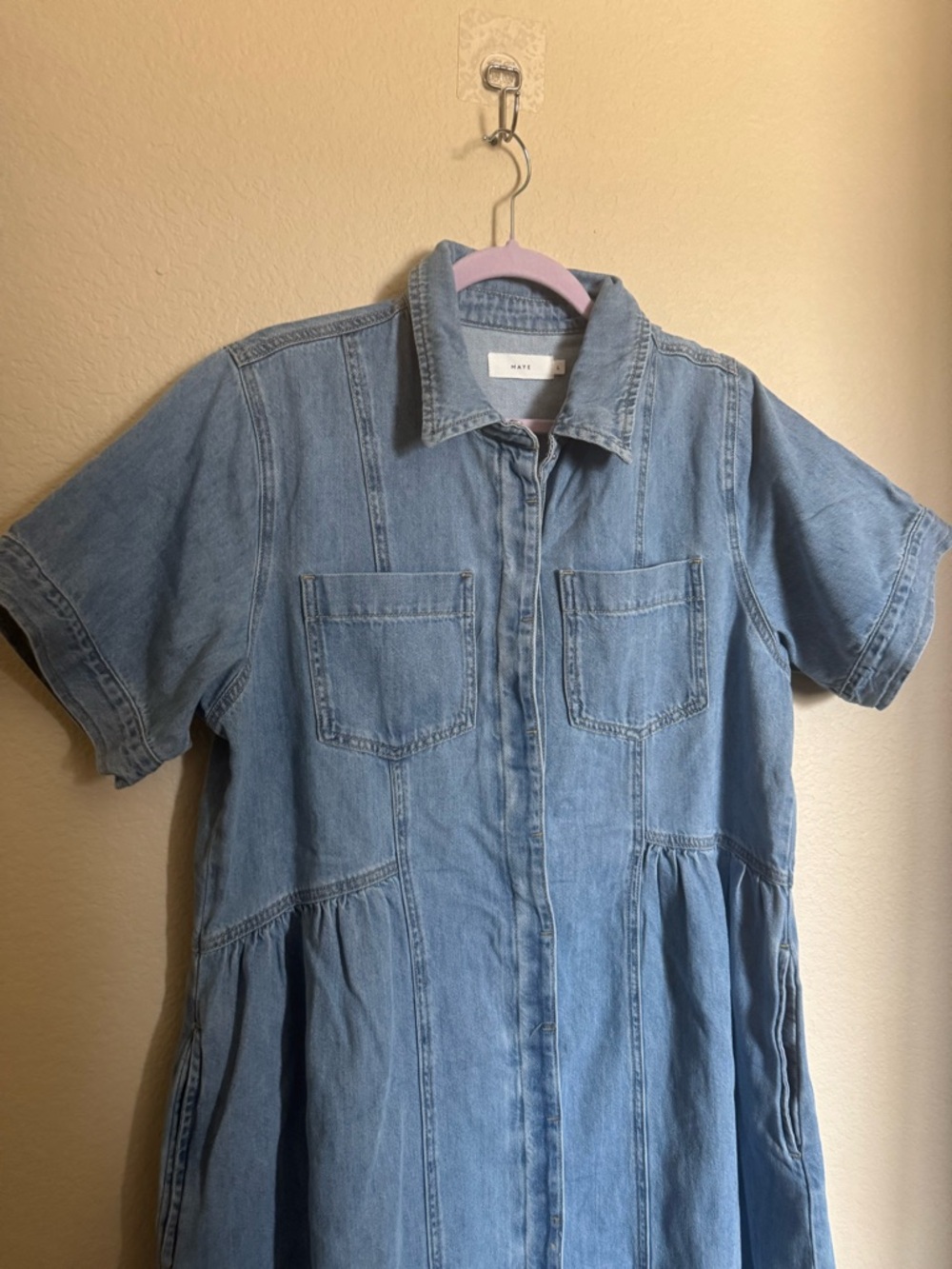 MAYE Montana Denim Shirtdress Size Large Light Flowy Cottage - Picture 6 of 11